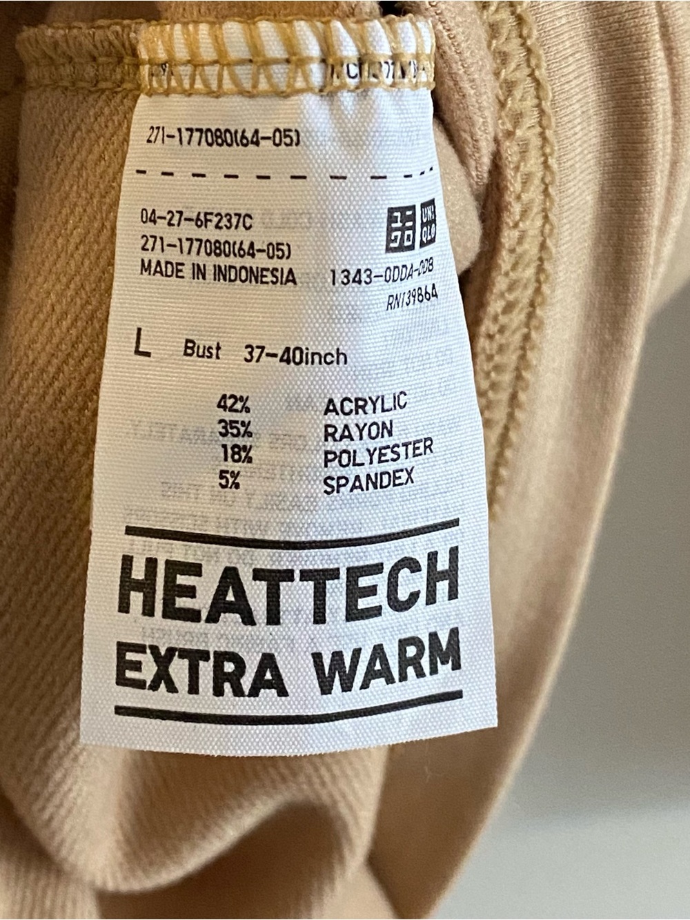 Uniqlo Heat Tech Extra Warm Scoop Neck Women's Top in Tan size L - Picture 4 of 6